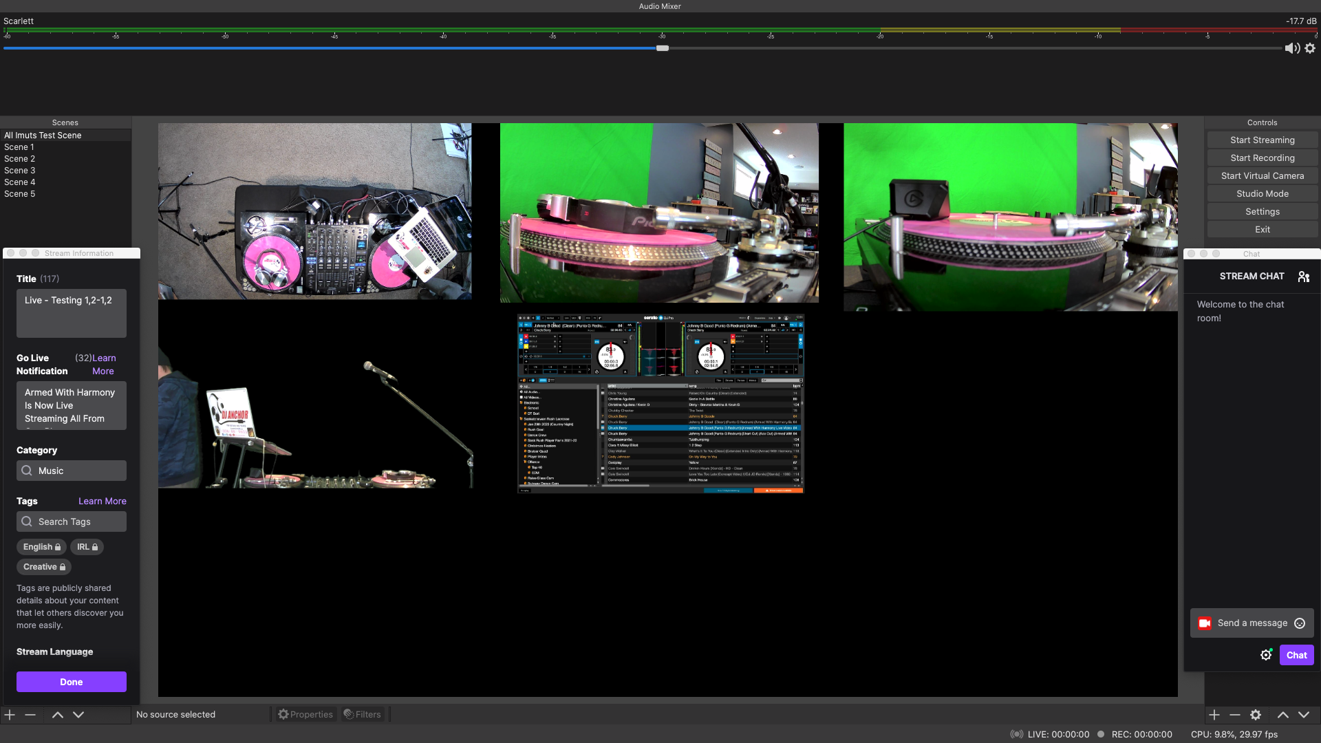Saskatoon Video Live Stream Recording Studio Armed With Harmony DJ
