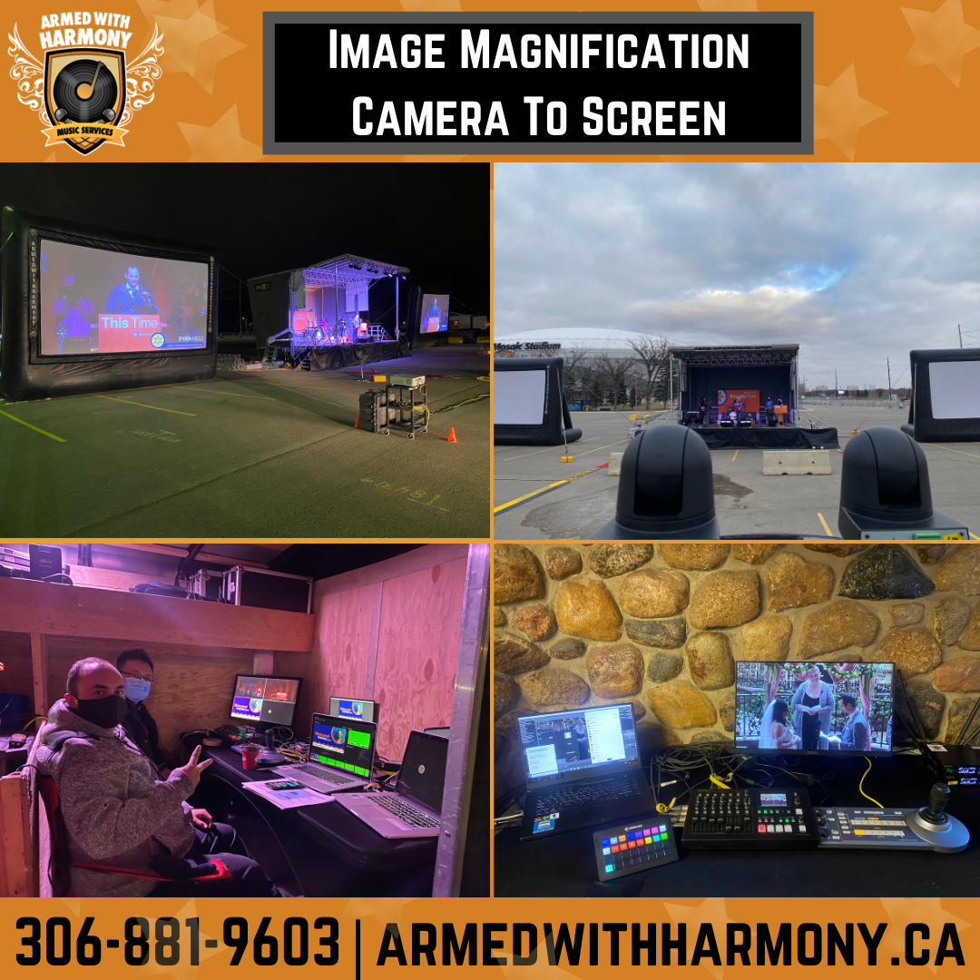 Saskatoon Saskatchewan YXE Pop Up Drive In Movie Screen Outdoor Theatre Cinema Under The Stars Armed With Harmony