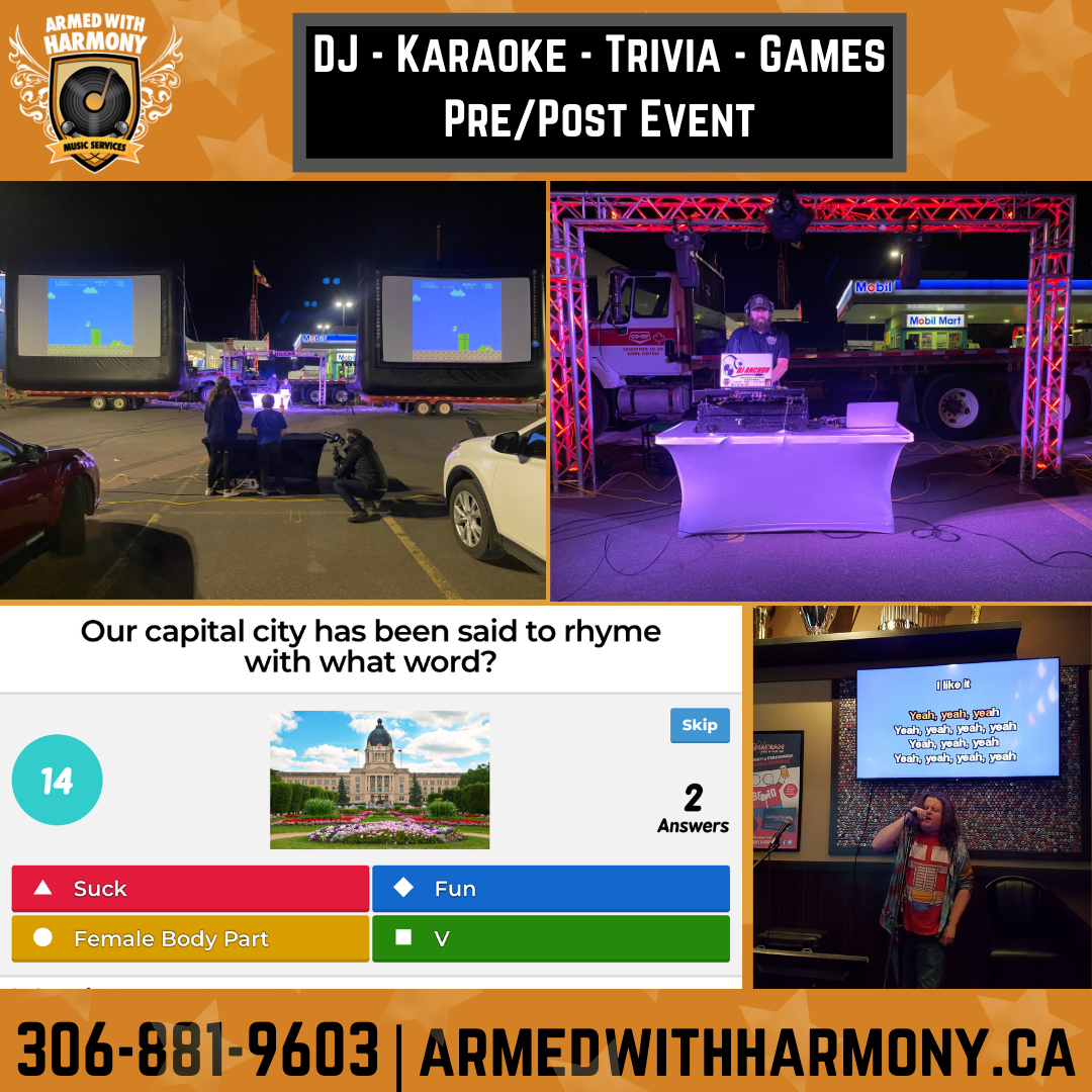 Saskatoon Saskatchewan YXE Pop Up Drive In Movie Screen Outdoor Theatre Cinema Under The Stars Armed With Harmony