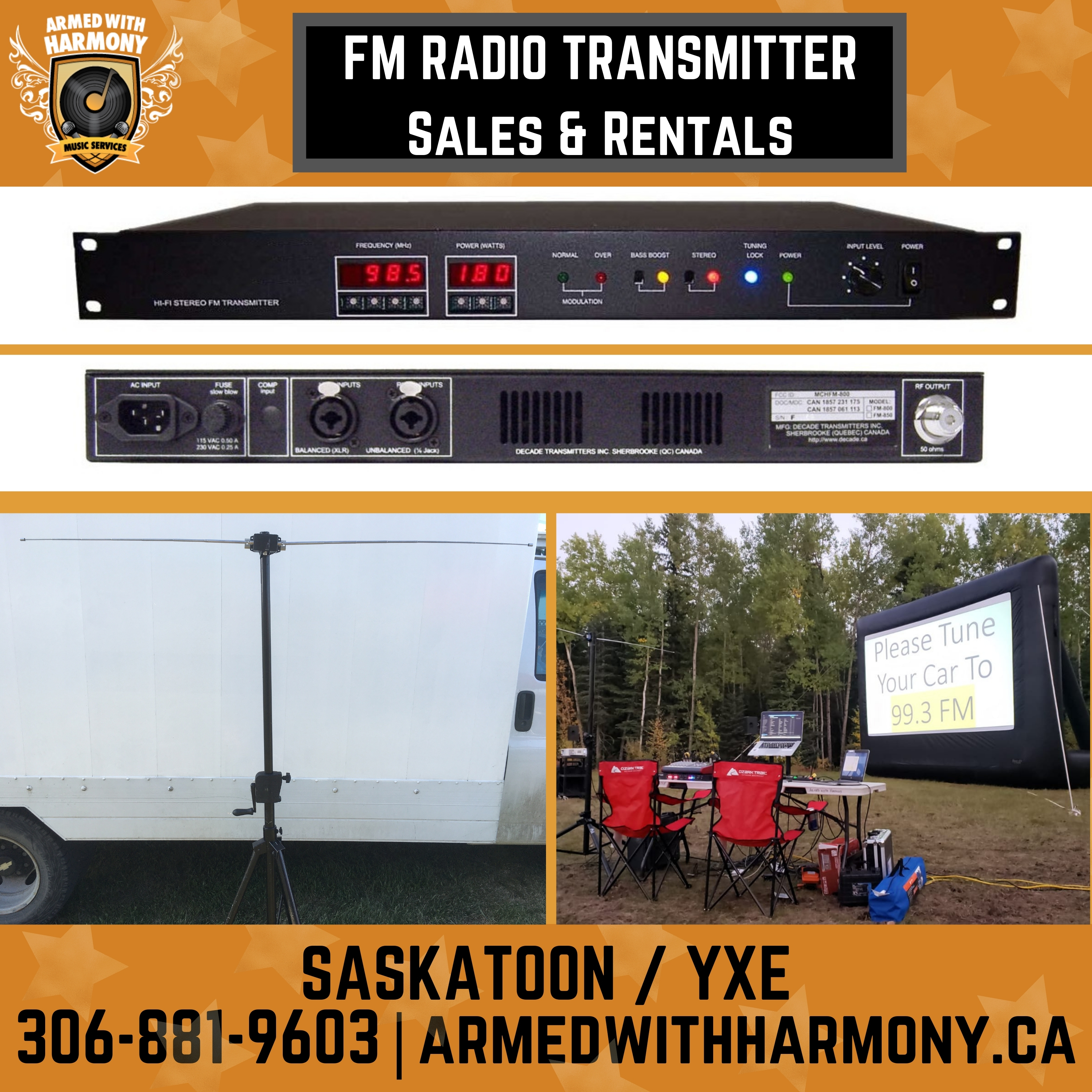 Saskatoon Saskatchewan YXE Pop Up Drive In Movie Screen Outdoor Theatre Cinema Under The Stars Armed With Harmony