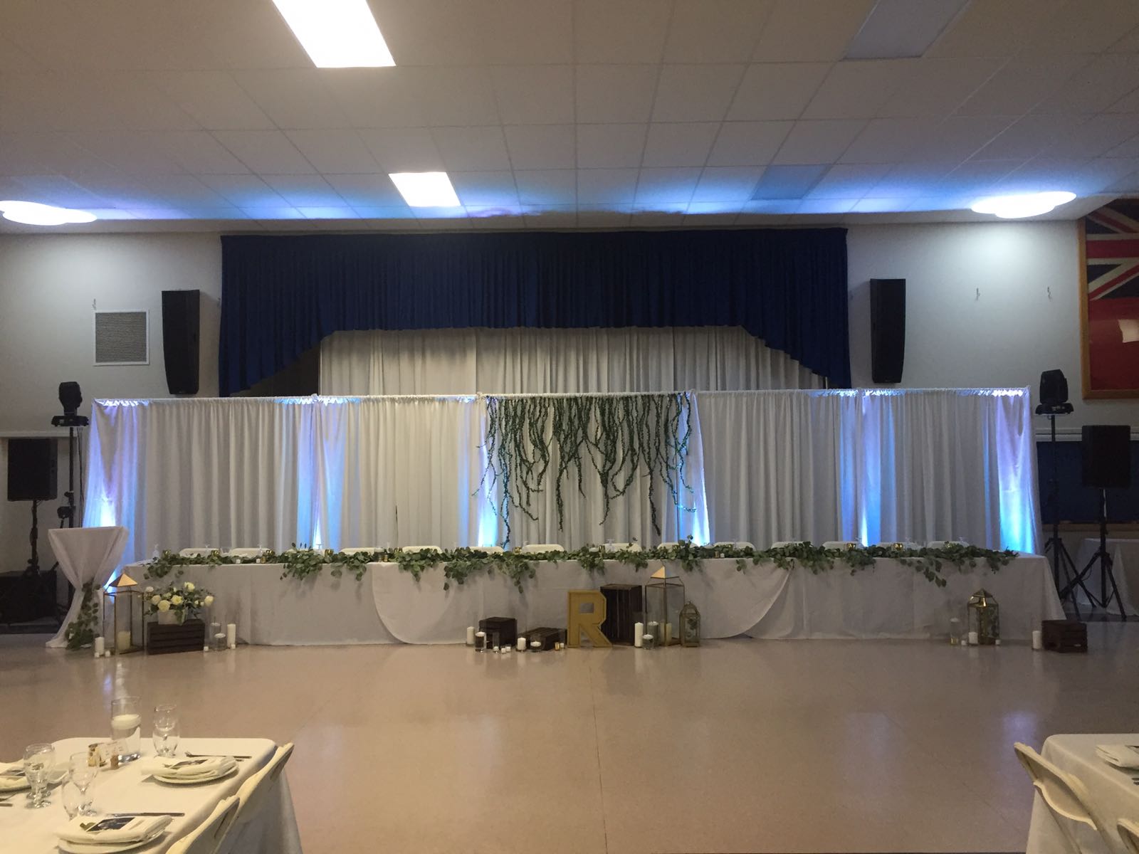 Saskatoon YXE Pipe Drape Rentals Wedding Head Table Backdrop Linen