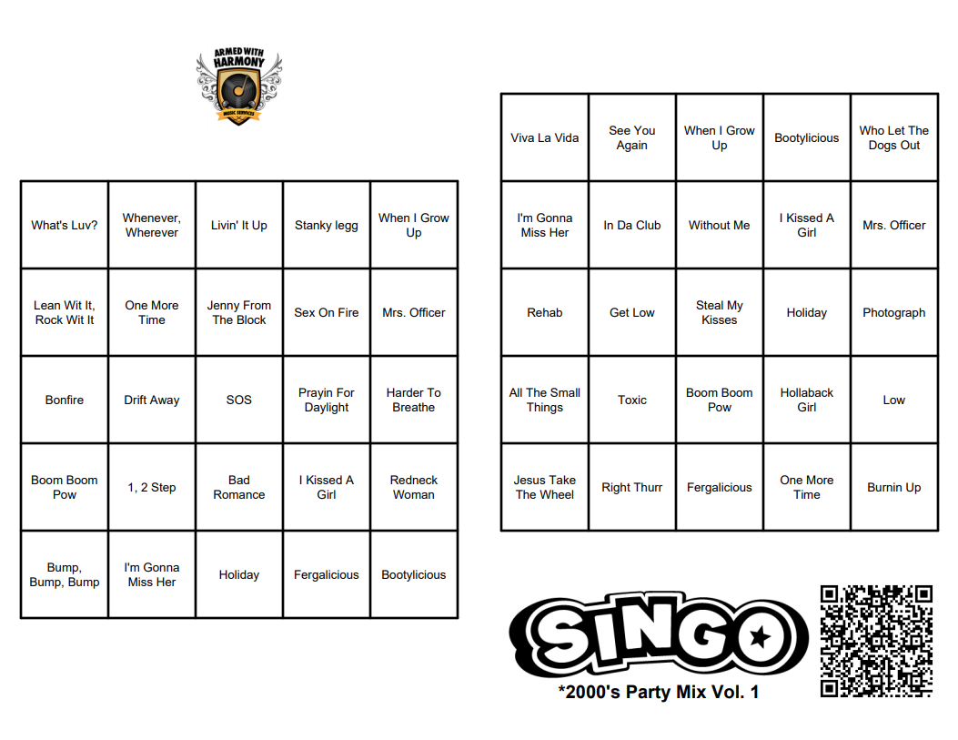 Saskatoon YXE DJ Entertainment Pub  Trivia Interactive Games Package  Singo Musical Bingo